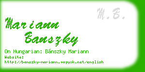 mariann banszky business card