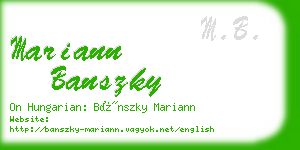 mariann banszky business card